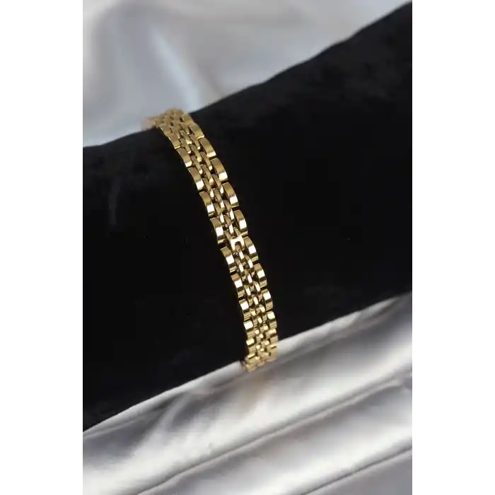 316L Çelik 7 mm Kalınlıkta Gold Renkli Erkek Bileklik