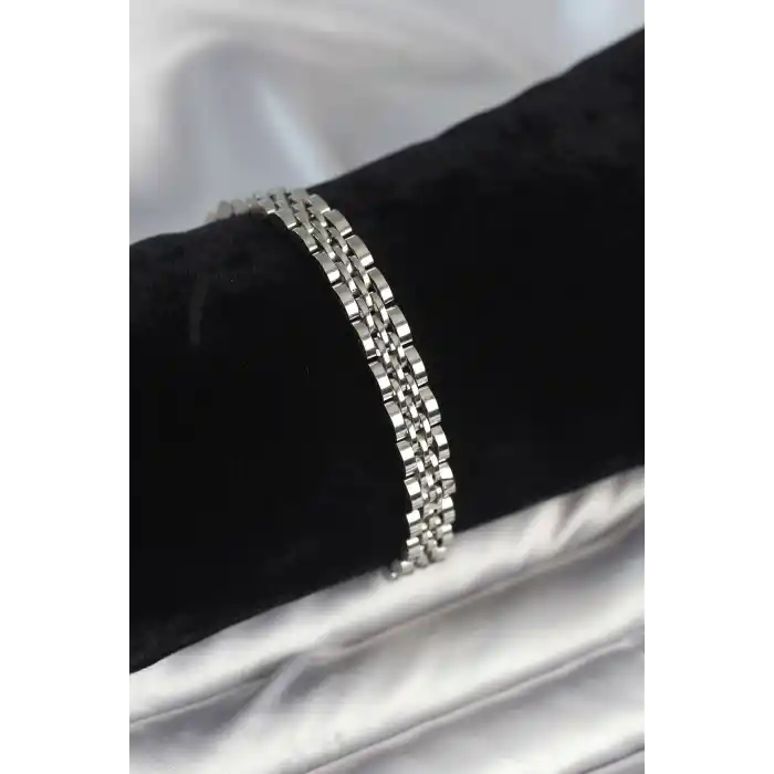 316L Çelik 7 mm Kalınlıkta Gümüş Renkli Erkek Bileklik