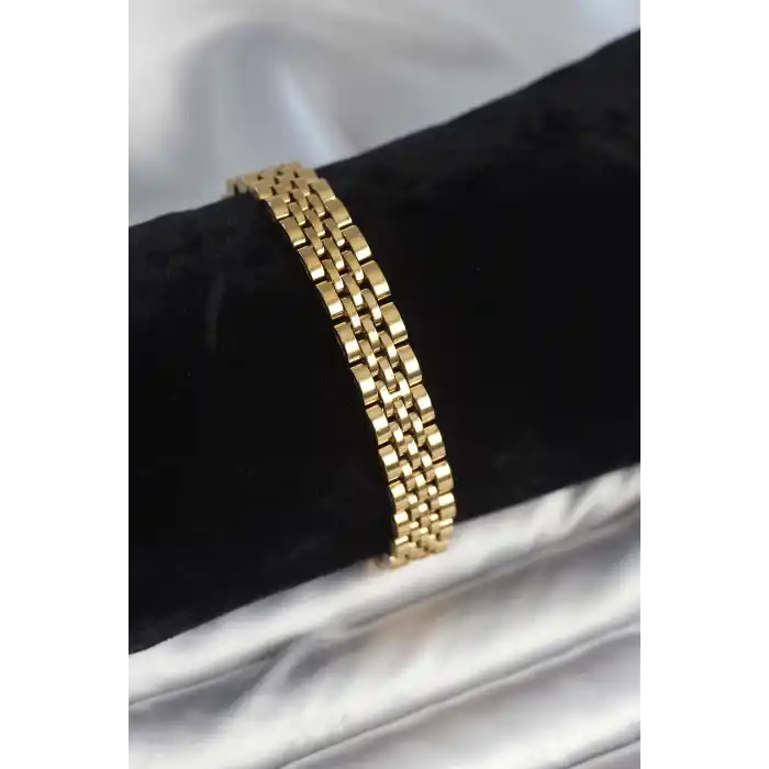 316L Çelik 9 mm Kalınlıkta Gold Renkli Erkek Bileklik