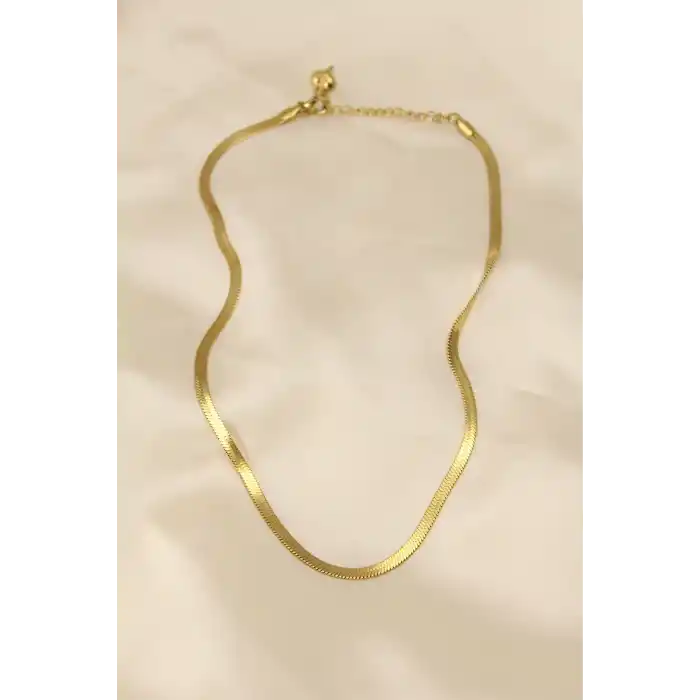 316L Çelik Altın Renk 45 cm İtalyan Zincir Model Kadın Kolye