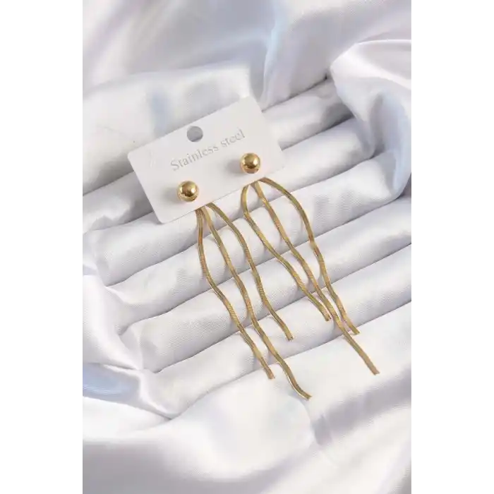 316L Çelik Altın Renk İtalyan Model Topçuk Küpe