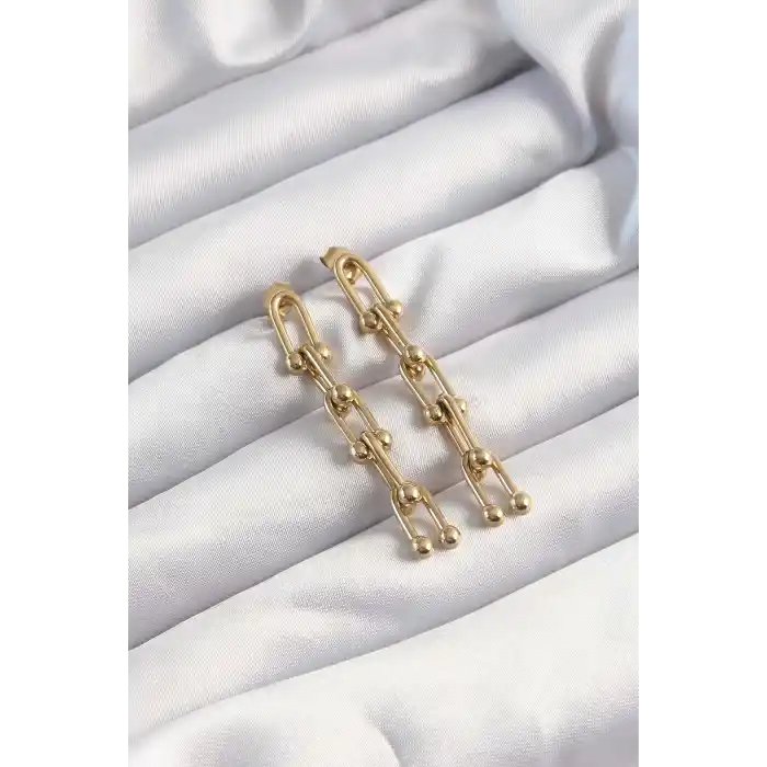 316L Çelik Altın Renk Sallantılı Model Küpe
