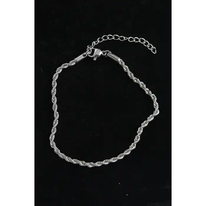 316L Çelik Burgu Model Gümüş Renk Erkek Bileklik