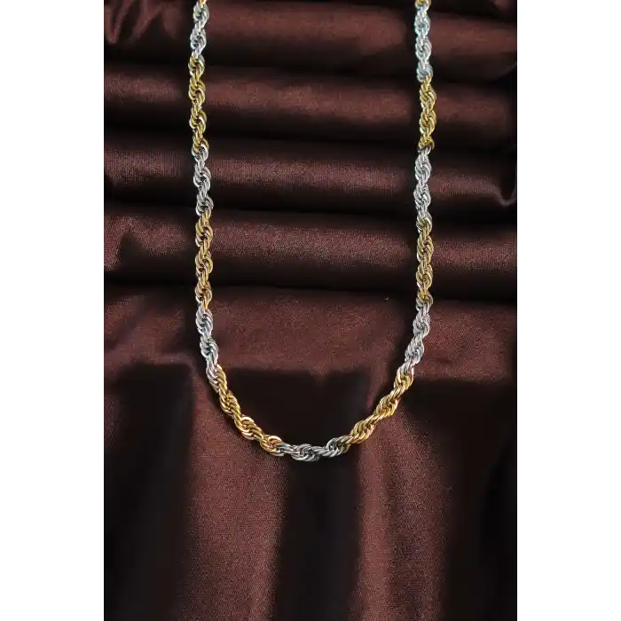 316L Çelik Çift Renk Burgu Tasarımlı Kolye