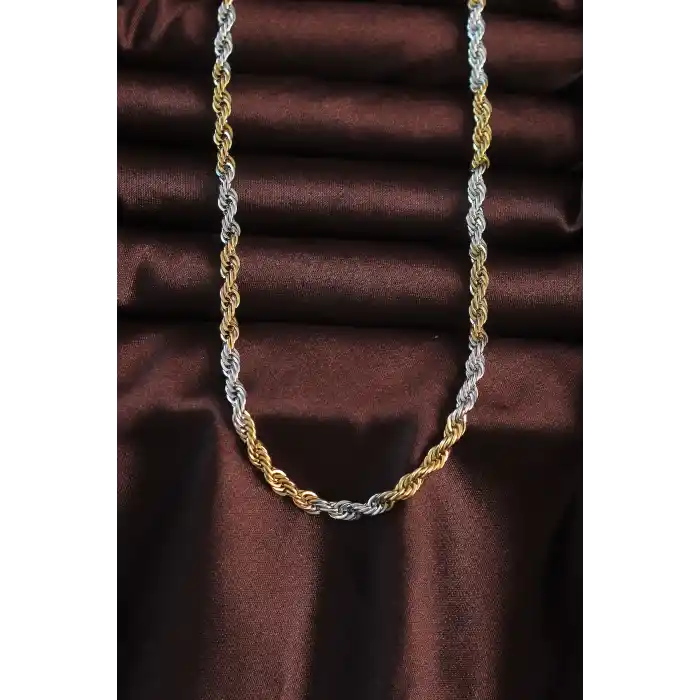 316L Çelik Çift Renk Burgu Tasarımlı Kolye