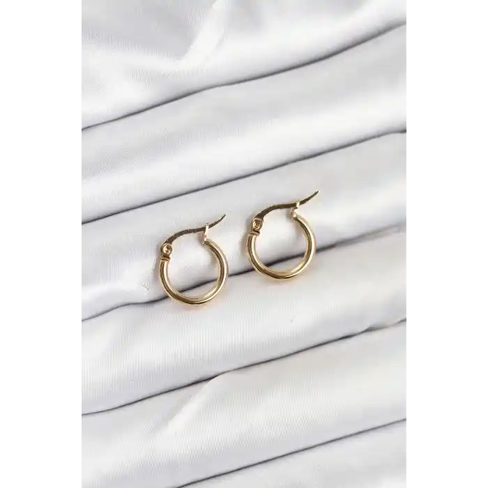 316L Çelik Gold Renk 12 mm Halka Kadın Küpe
