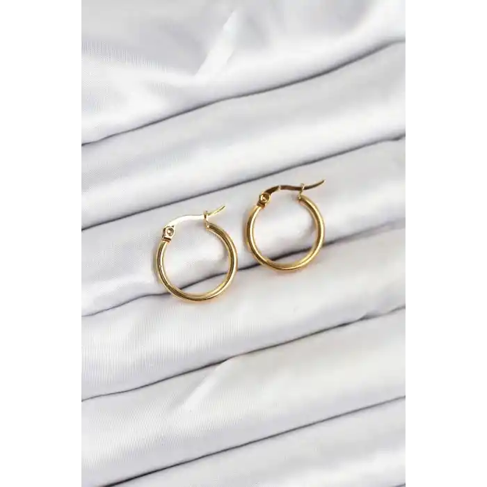 316L Çelik Gold Renk 15 mm Halka Kadın Küpe