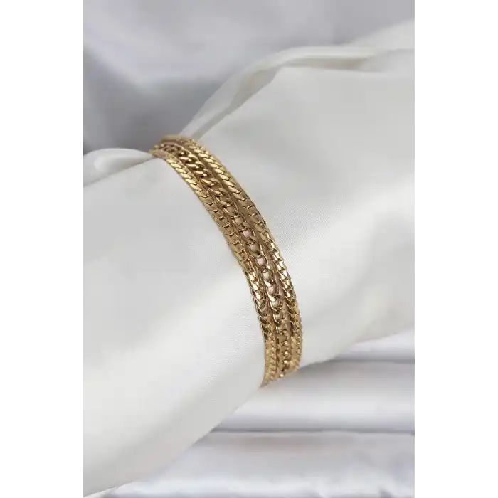 316L Çelik Gold Renk 3lü Kadın Bileklik