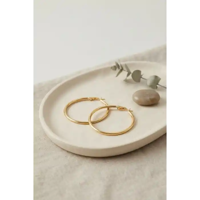 316L Çelik Gold Renk 36 mm Halka Küpe