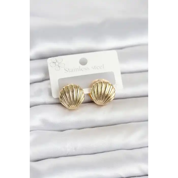 316L Çelik Gold Renk Deniz Kabuğu Model Kadın Küpe