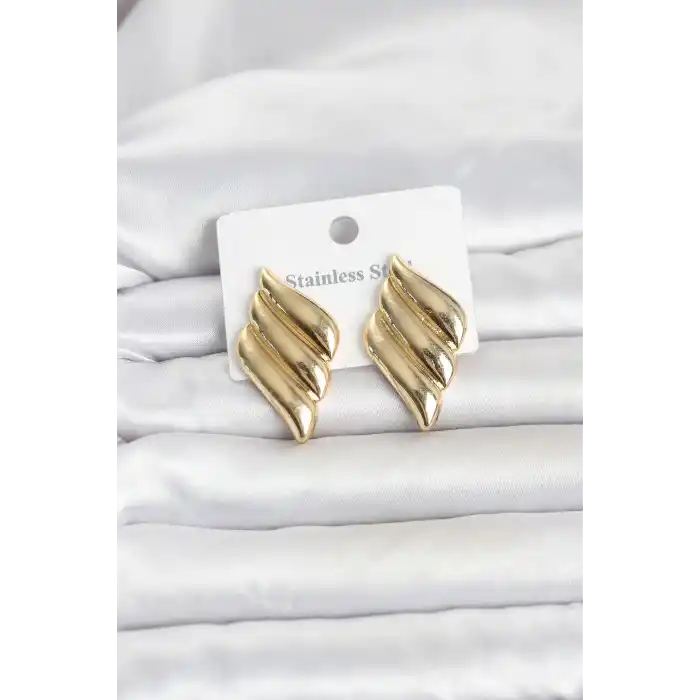 316L Çelik Gold Renk Motif Model Kadın Küpe