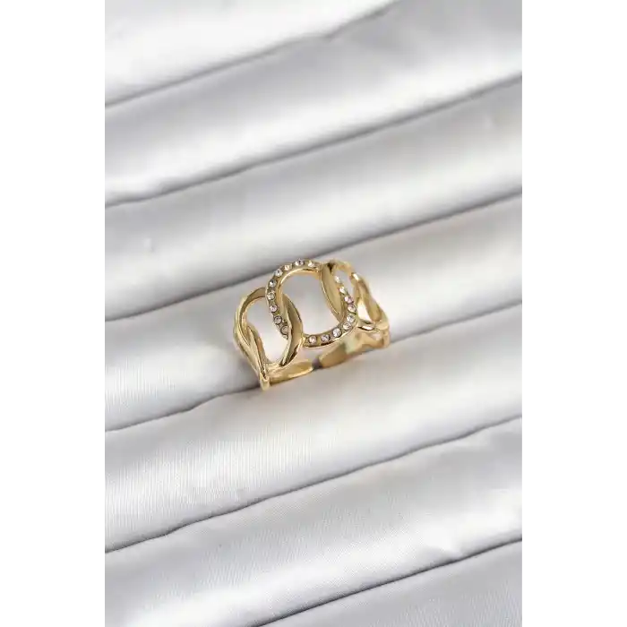 316L Çelik Gold Renk Samanyolu Model Kadın Yüzük