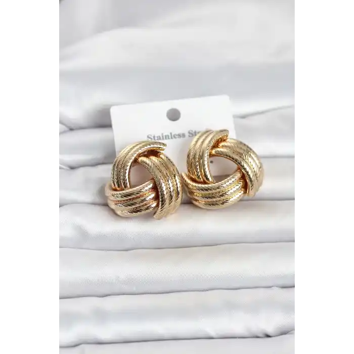 316L Çelik Gold Renk Sarmal Model Kadın Küpe