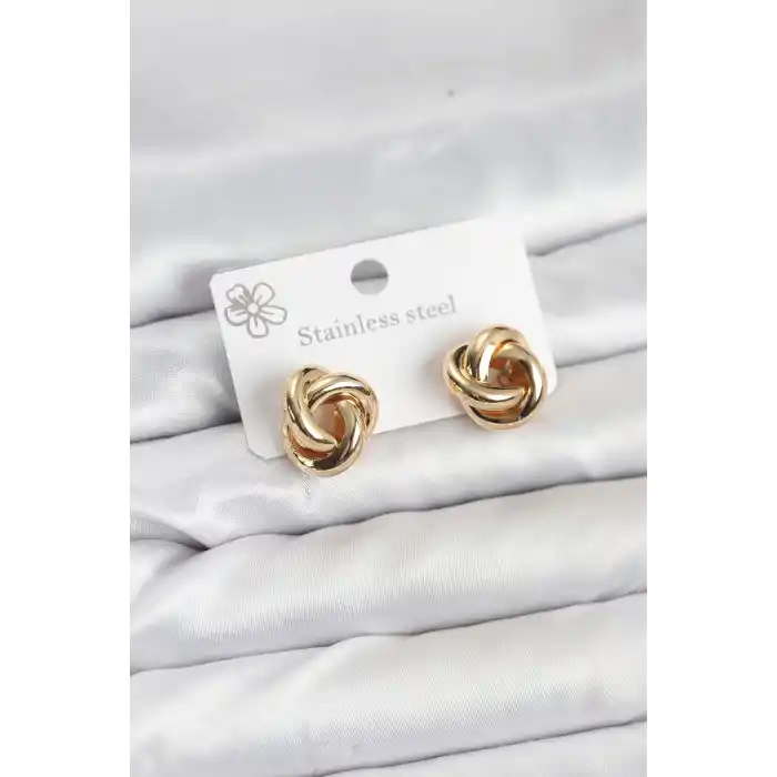 316L Çelik Gold Renk Sarmal Model Kadın Küpe