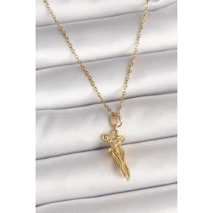 316L Çelik Gold Renk Zincir Sarılma Model Kadın Kolye