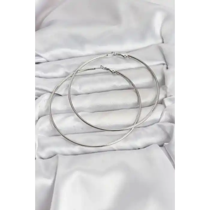 316L Çelik Gümüş Renk 75 mm Halka Küpe