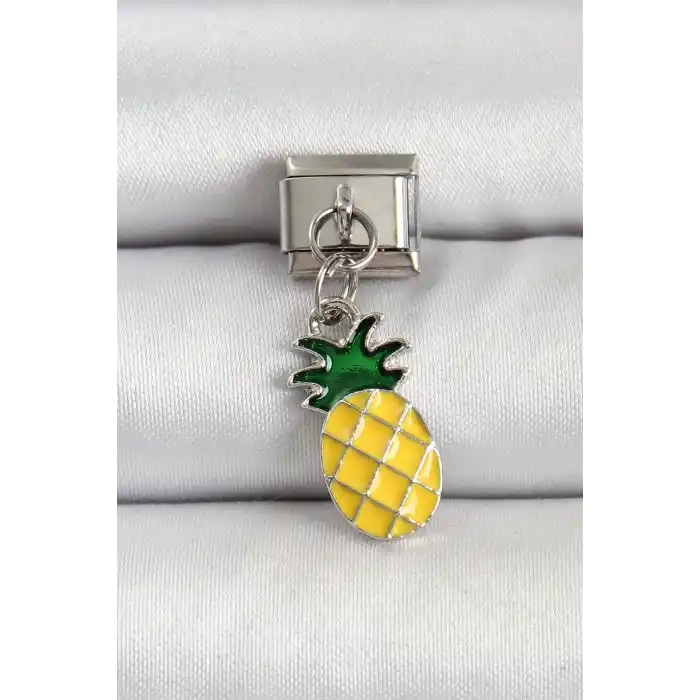 316L Çelik Gümüş Renk Ananas Model Nomination Charm