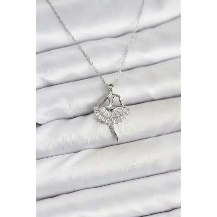 316L Çelik Gümüş Renk Balerin Model Kadın Kolye