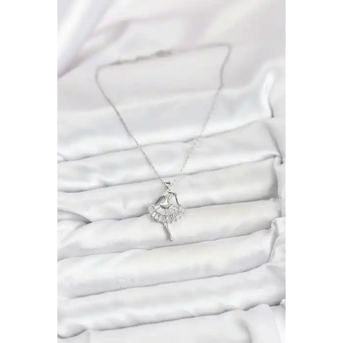 316L Çelik Gümüş Renk Balerin Model Kadın Kolye