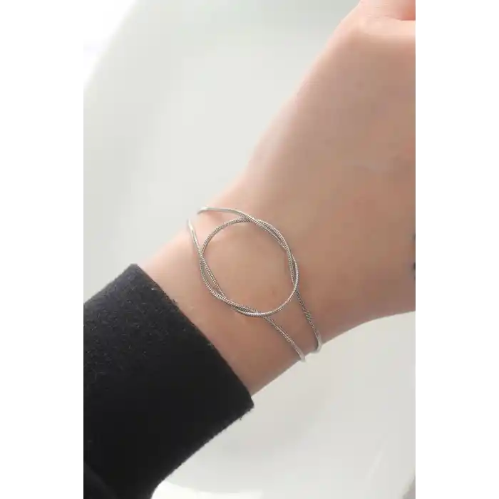 316L Çelik Gümüş Renk Düğüm Model Bileklik