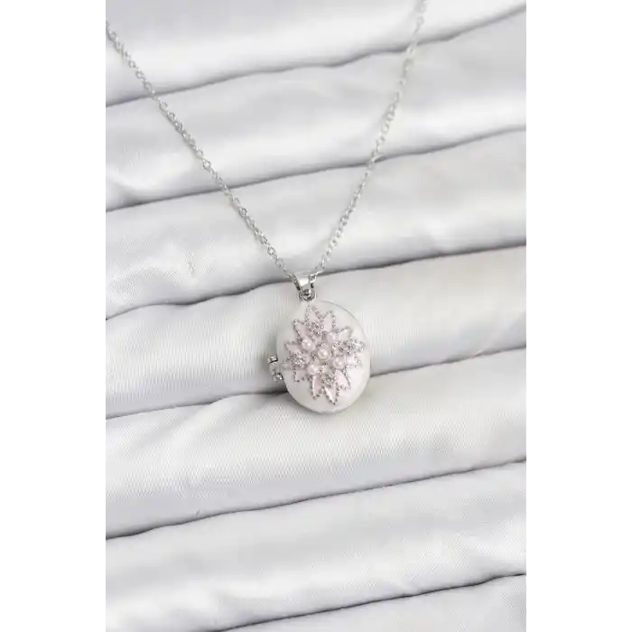 316L Çelik Gümüş Renk Pembe Lotus Model Kadın Küpe