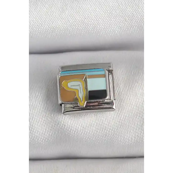 316L Çelik Gümüş Renk Renkli Portre Model Nomination Charm