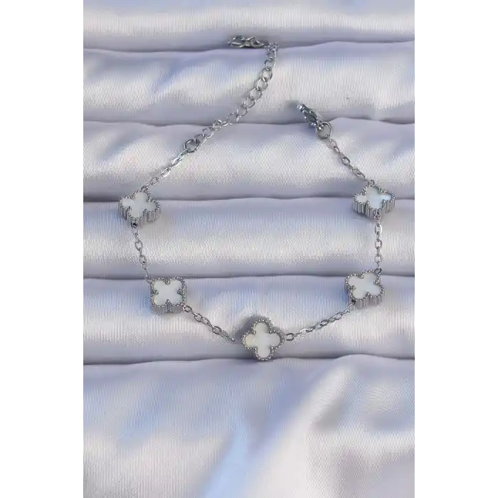 316L Çelik Gümüş Renk Sedefli Baby Boy Yonca Model Bileklik