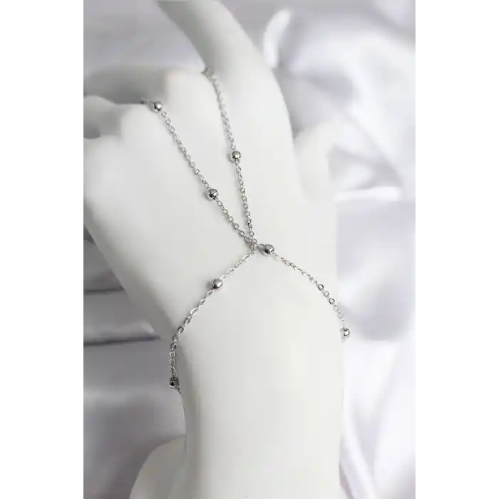 316L Çelik Gümüş Renk Topçuk Zincir Model Kadın Şahmeran