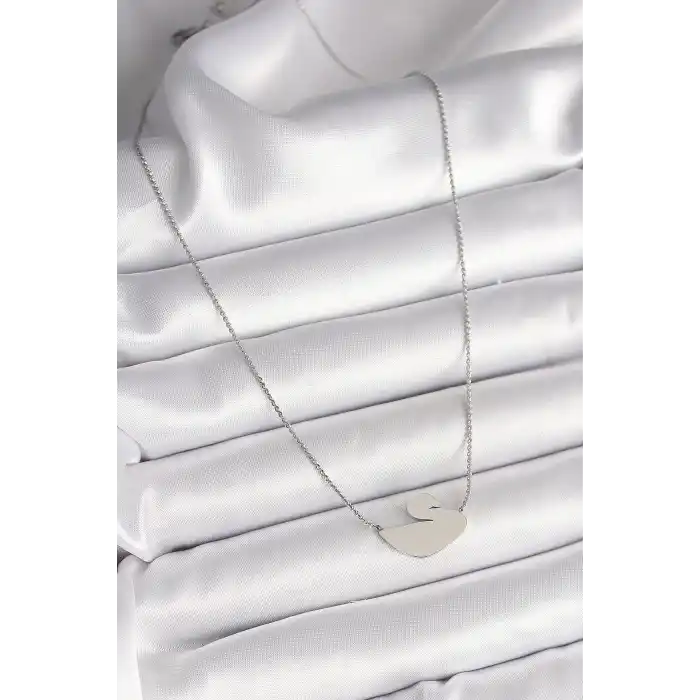 316L Çelik Gümüş Renk Zincir Kuğu Model Kadın Kolye