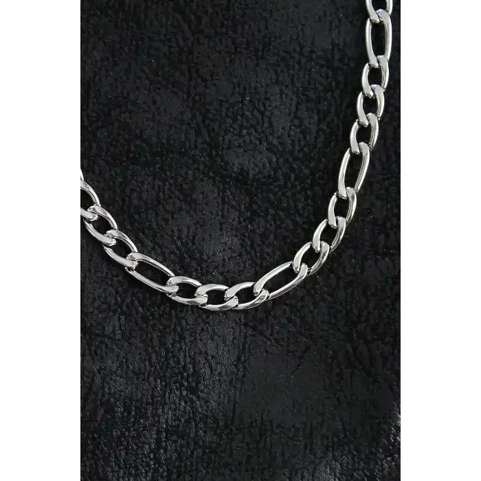 316L Çelik Kalın Figaro Zincir Model Gümüş Renk Erkek Kolye