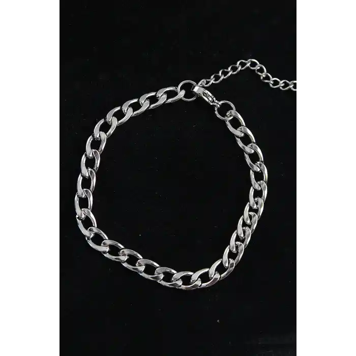 316L Çelik Kalın Klasik Model Gümüş Renk Erkek Bileklik