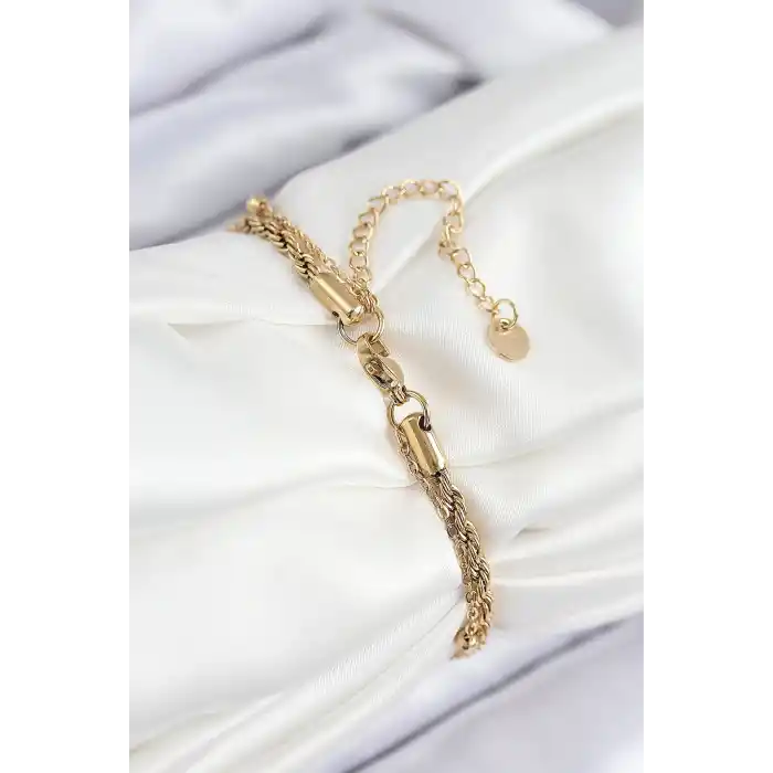 316L Çelik Nazar Boncuk Model Burgu Zincir Gold Renk Kadın Bileklik