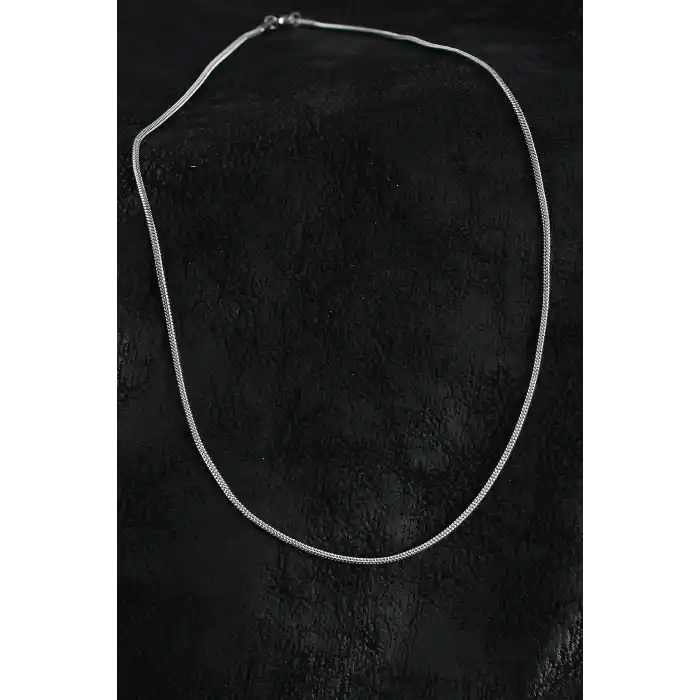 316L Çelik Örme Zincir Model Gümüş Renk Erkek Kolye