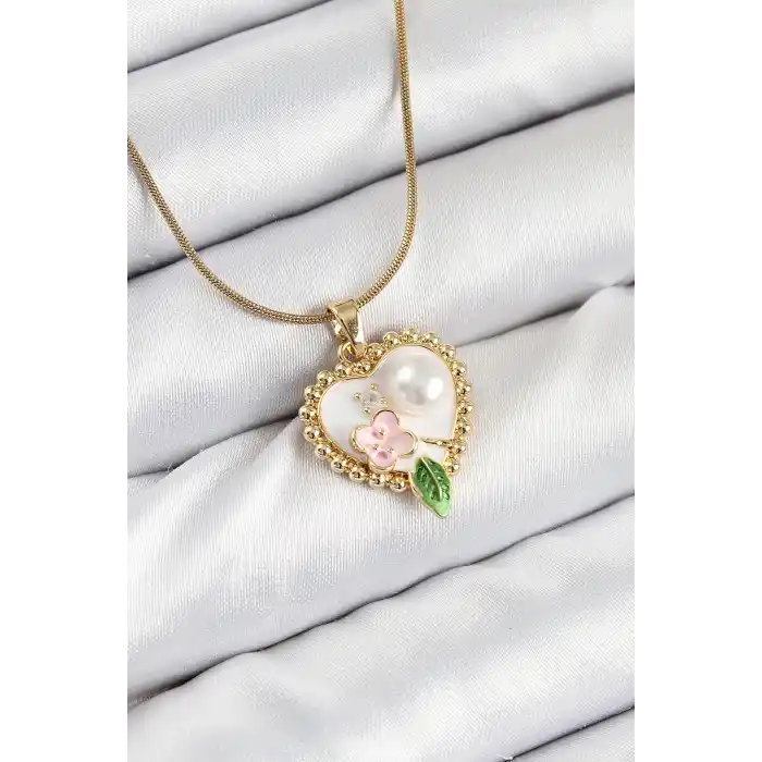 316L Çelik Sanatsal Portre Model Gold Renk Kadın Kolye