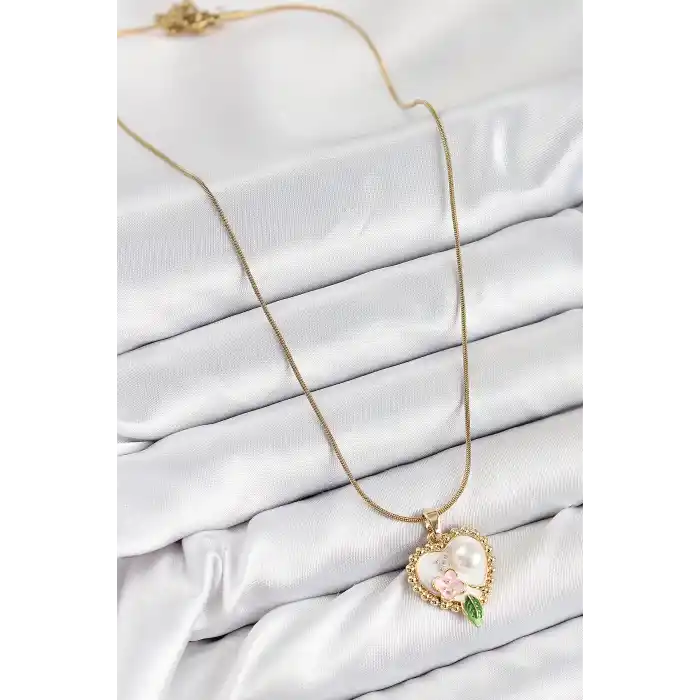 316L Çelik Sanatsal Portre Model Gold Renk Kadın Kolye