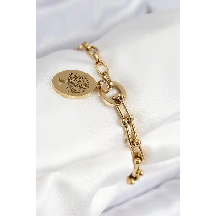 316L Çelik Tifany Ağaç Model Gold Renk Kadın Bileklik