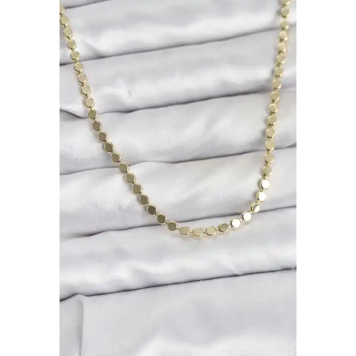 316L Çelik Zincir Gold Renk Ezme Zincir Model  45 cm Kadın Kolye