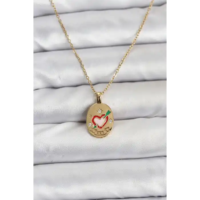 316L Çelik Zincir Gold Renk Kalp Figürlü Kadın Kolye