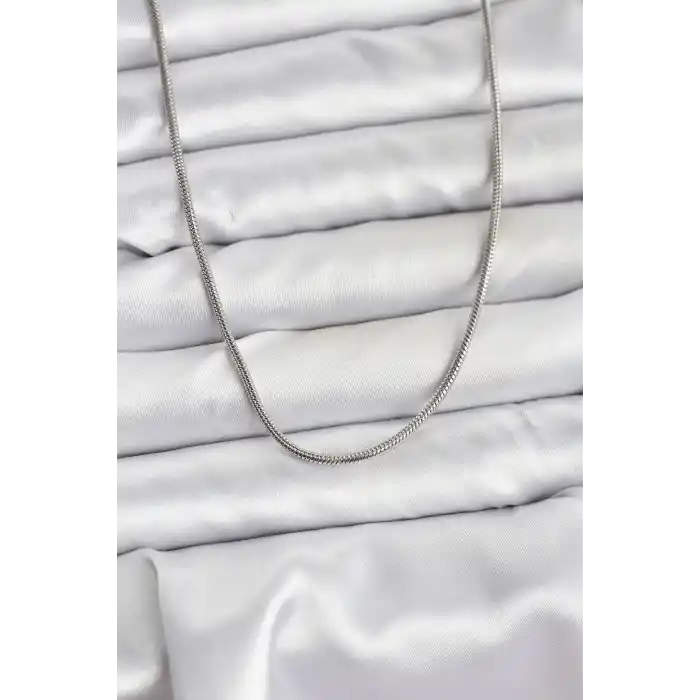 316L Çelik Zincir Gümüş Renk 60 cm Yılan Zincir Kadın Kolye