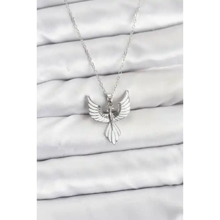 316L Çelik Zincir Gümüş Renk Anka Kuşu Model Kadın Kolye