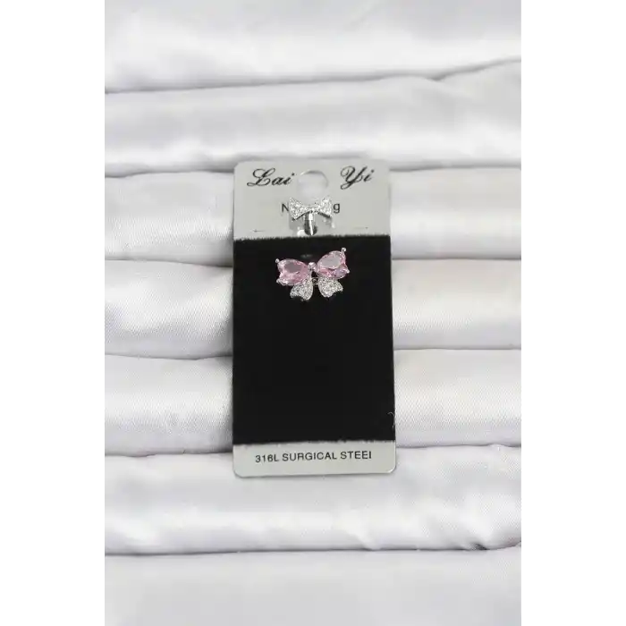 316L Cerrahi Çelik Pembe Fiyonk Model Göbek Piercing