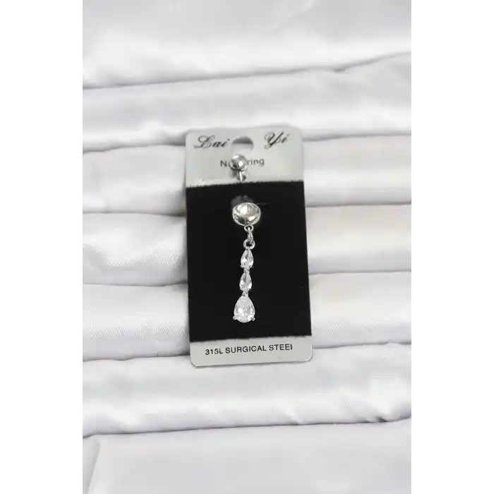 316L Cerrahi Çelik Sallantılı Damla Model Göbek Piercing