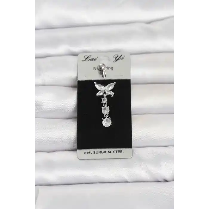 316L Cerrahi Çelik Sallantılı Kelebek Model Göbek Piercing