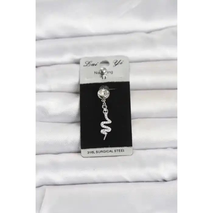 316L Cerrahi Çelik Sallantılı Yılan Model Göbek Piercing