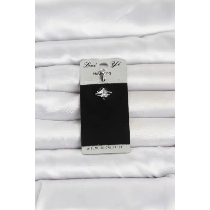 316L Cerrahi Çelik Zirkon Taşlı Göbek Piercing