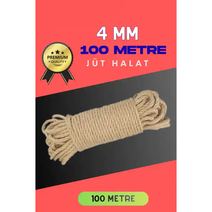 4 MM 100 Metre Jüt Halat Dekoratif Hasır İp Urgan Süs