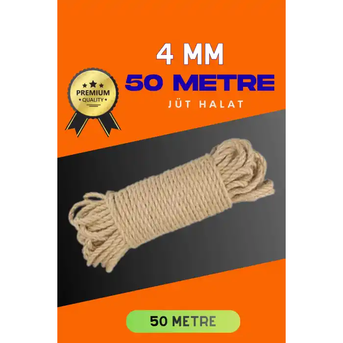4 MM 50 Metre Jüt Halat Dekoratif Hasır İp Urgan Süs