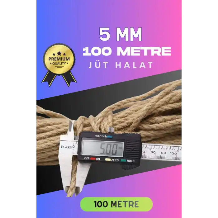 5 MM 100 Metre Jüt Halat Dekoratif Hasır İp Urgan Süs