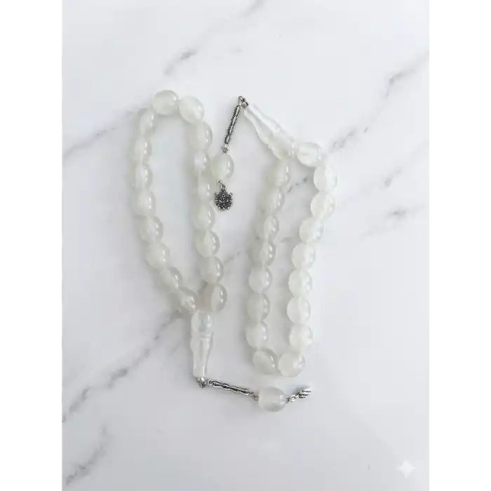 Beyaz Opal Doğal Taş Tesbih