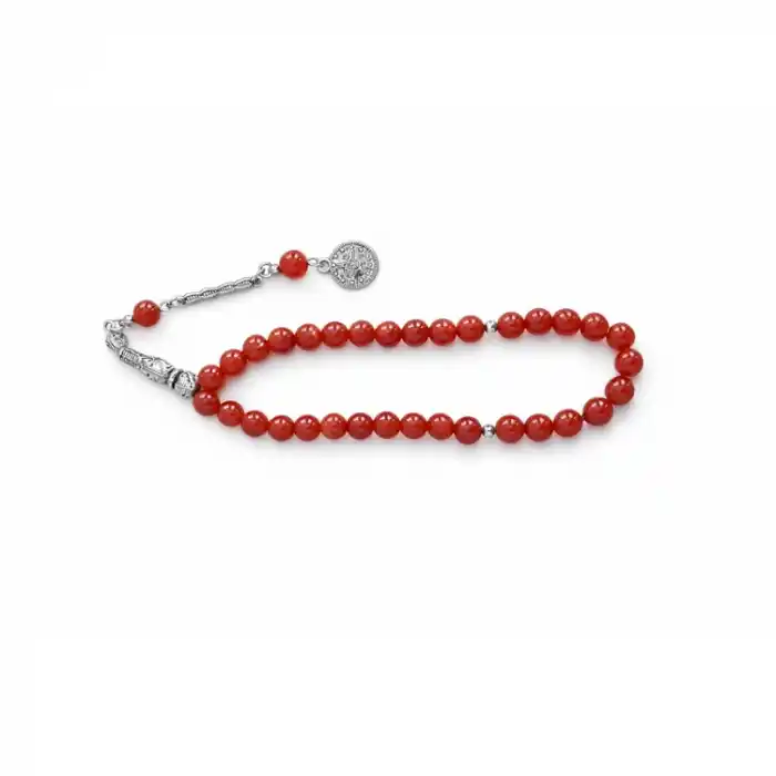 Doğal Akik Taşlı Tespih – Küre Kesim 8 mm